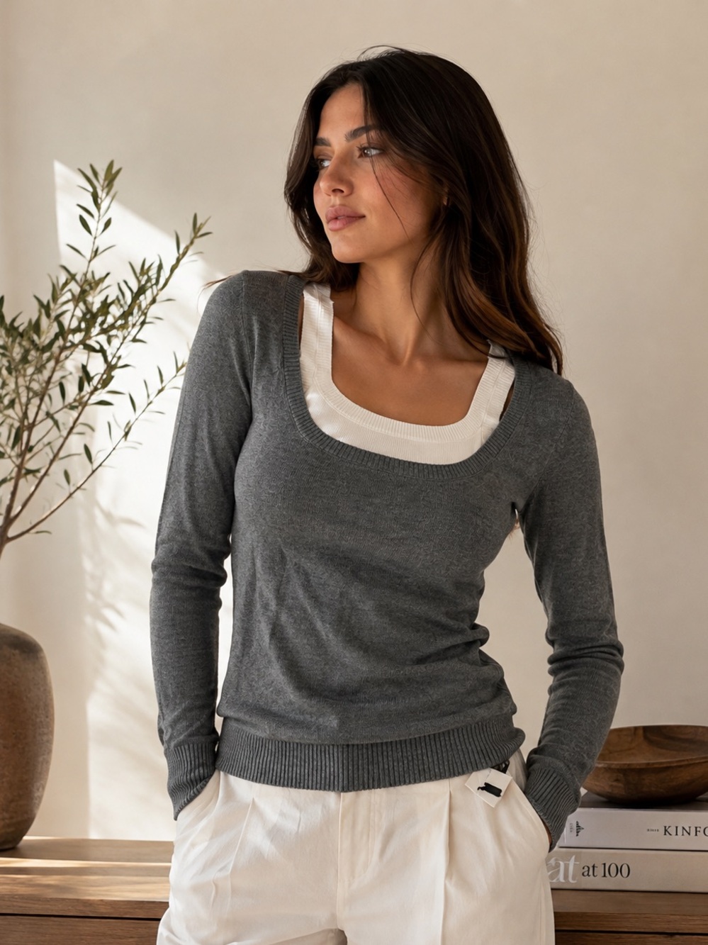 COMMENSE Grey Comfy Sweater